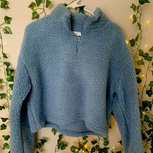 Blue Fuzzy Cropped Top!